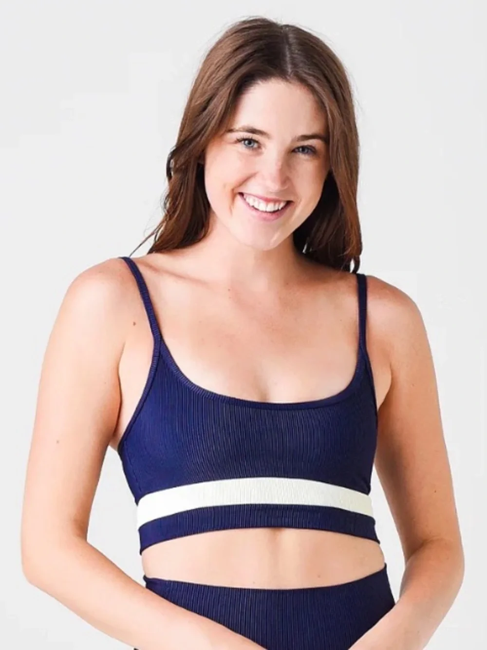 BEACH RIOT | EVA SPORTS BRA | Size: M | color: navy & cream